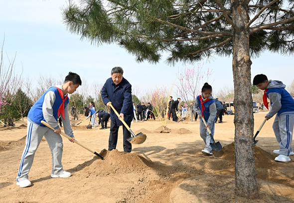 习近平在参加首都义务植树活动时强调：汇聚共建美丽中国磅礴力…